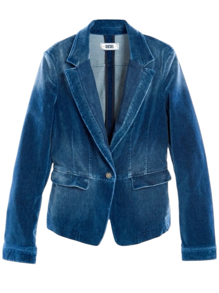 Diesel Blue Velvet Blazer Size Xs Retro Y2k 70s